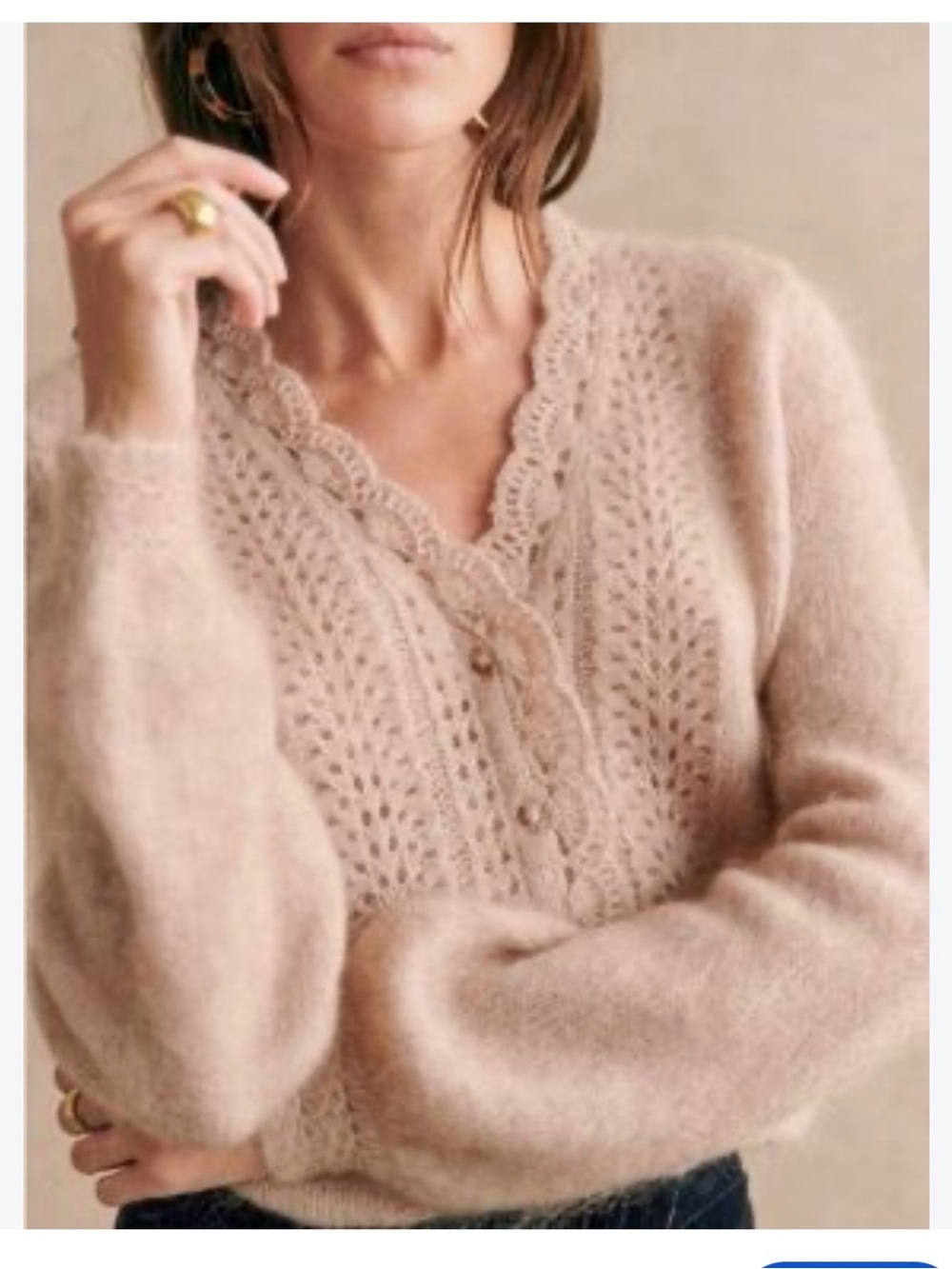 Sezane Angelie Mohair blend Cardigan in Blush Pink